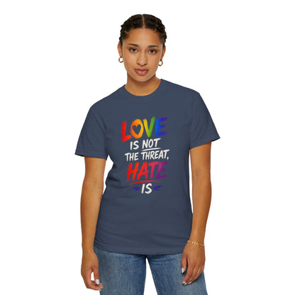 "Love Is Not The Threat, Hate Is" T-Shirt