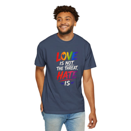"Love Is Not The Threat, Hate Is" T-Shirt
