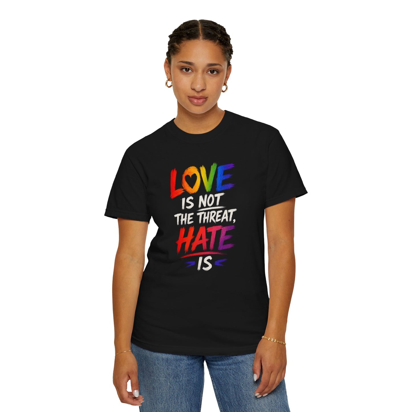 "Love Is Not The Threat, Hate Is" T-Shirt