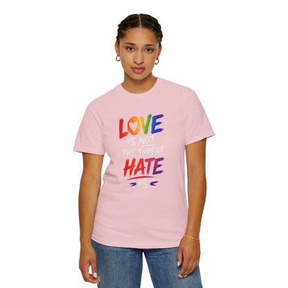 "Love Is Not The Threat, Hate Is" T-Shirt