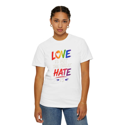 "Love Is Not The Threat, Hate Is" T-Shirt