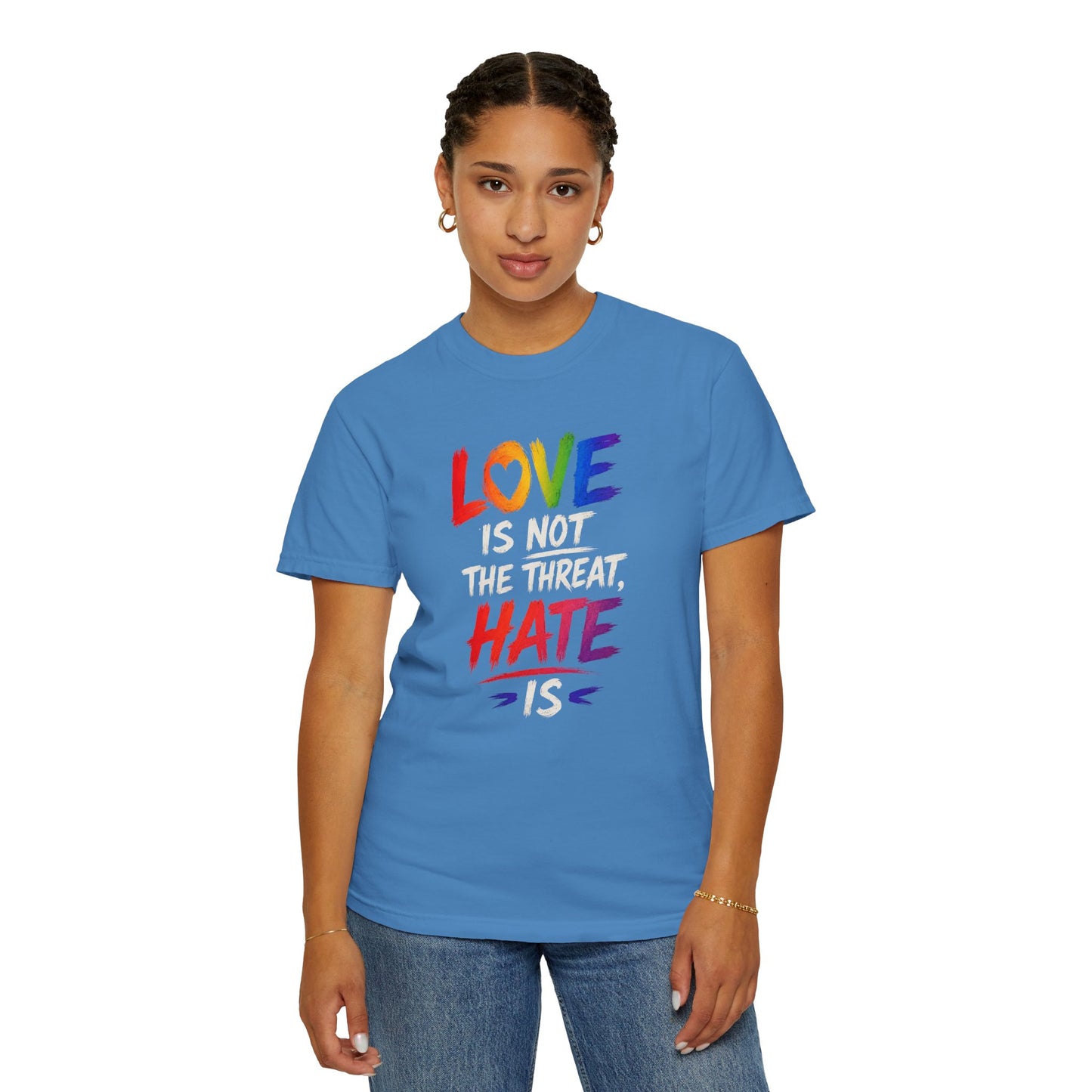 "Love Is Not The Threat, Hate Is" T-Shirt