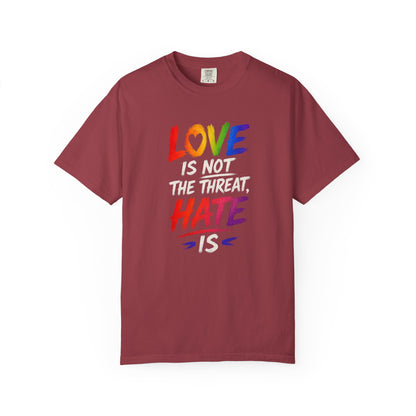 "Love Is Not The Threat, Hate Is" T-Shirt